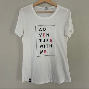 🦋 Adventure with me White Graphic Short Sleeve T-Shirt Casual Soft Comfy Medium